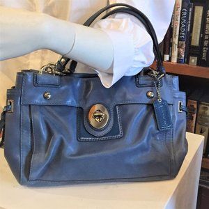 COACH Blue Leather Satchel Handbag
